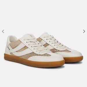 Vince Cream and Tan Mesh Leather Sneakers